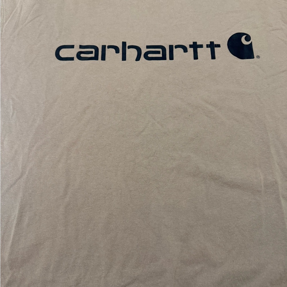Carhartt Men's Short Sleeve Tee in light pink with Navy Logo